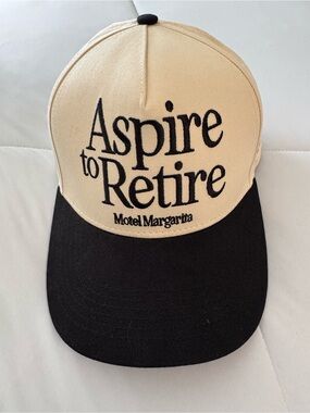 Motel Margarita 'Aspire to Retire' Cream and Black Baseball Cap